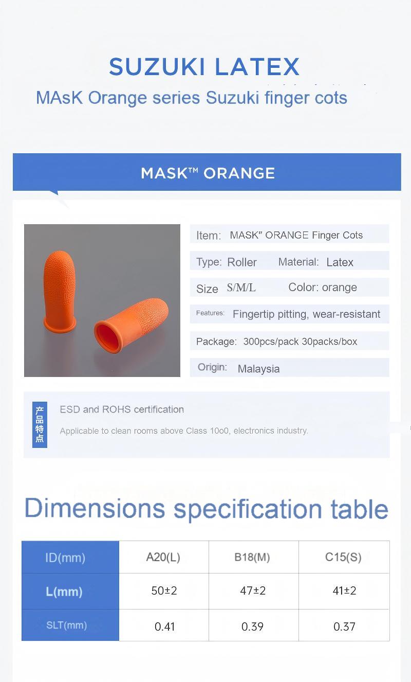 Suzuki Extra Thick Latex Finger Cots, 300/bag