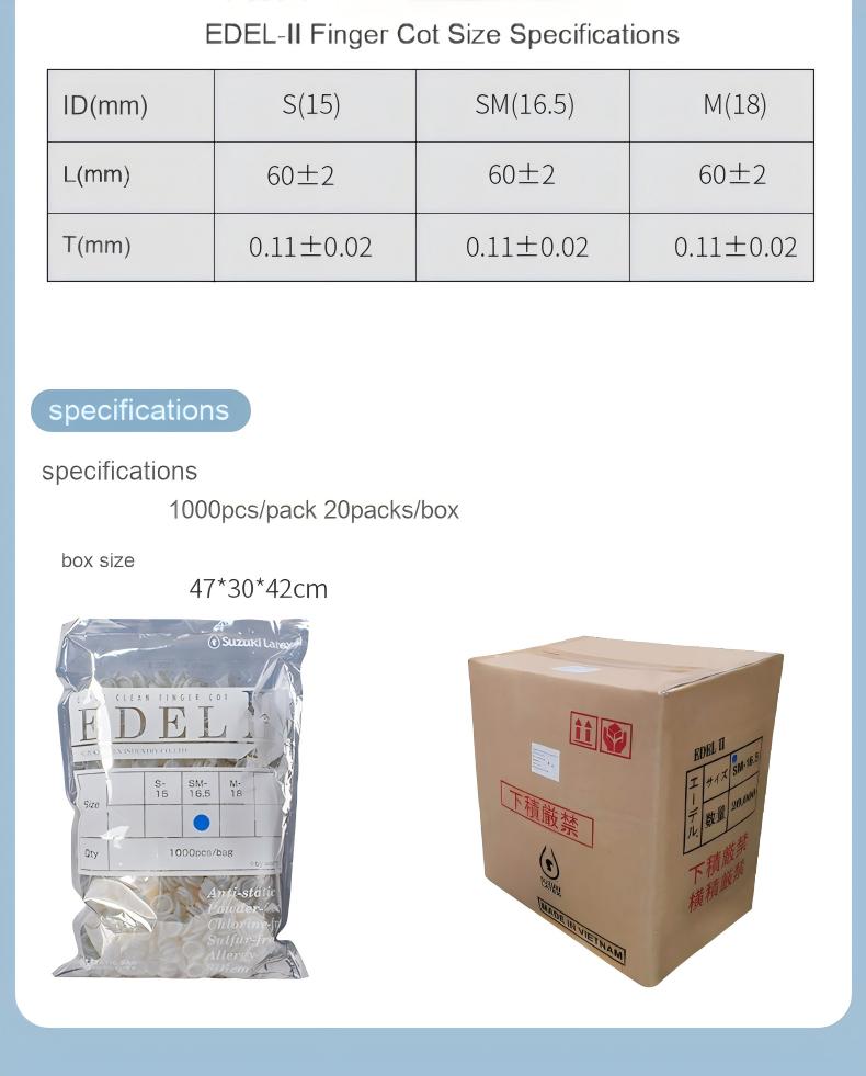 SUZUKI nitrile finger sleeve EDEL ll Specifications package