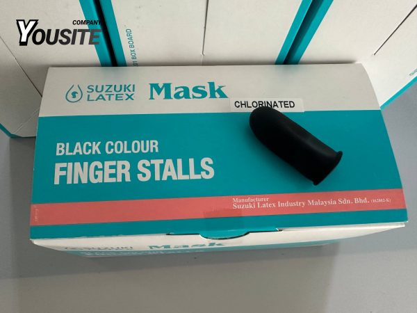 Suzuki ESD Static Black Latex Finger Cots (boxed)